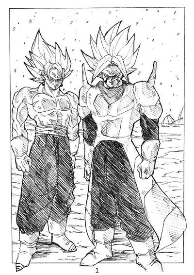 Line art Goku Vegeta Super Saiyan Gogeta, goku, angle, white, monochrome  png