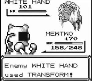 A White Hand fighting against Mewtwo
