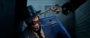 The Undertaker holding a gun to the Detective's head