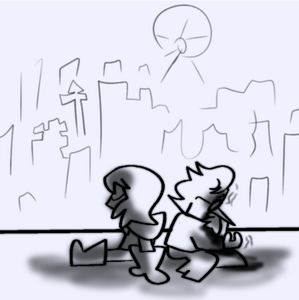 Kris and Spamton after defeating Queen.