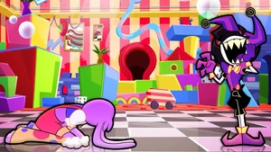 ALBB2.jpg (431 KB) Pox laughs at Jammi after the latter got kicked by the Pie Gremlin