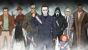 Jason Voorhees depicted alongside some of Earth-27's other Slashers and Supernatural folks.
