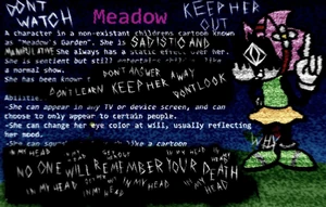 A corrupted version of Meadow's character reference sheet.