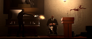 Fritz shoots Jacques's dead body a second time.