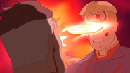 Homelander lasering Omni-Man in the eyes