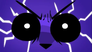 ...to reveal black with white pupils, he's returned.