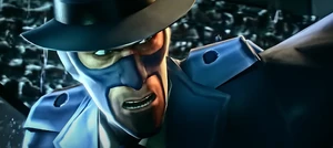 The Detective talking to Soldier in the car