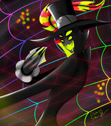 Melhazar in Helluva Boss rise of I.M.P, Also a promotional poster for it