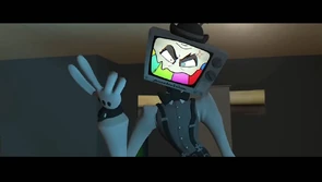 Mr Puzzles’ evil glare as he orders Pete to forcefully turn Meggy into Leggy again.