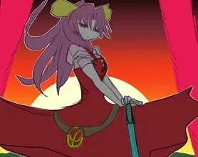 Yorihime guarding the Great Hakurei Border to prevent Reimu from destroying it.