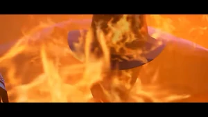 The Detective getting disfigured after being on fire.