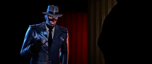 Jacques arguing with the police at the crime scene.