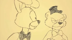 Fredbear and Springtrap listening to Freddy's plan.