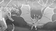 Ghidorah stunning Godzilla with electricty.