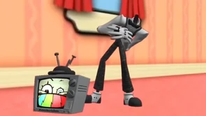 Mr. Puzzles with his disembodied head.