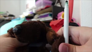 Tress turning around and seeing Lucky and his friends arrive to confront her.