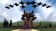 The Imperial Army and Airforce going into combat