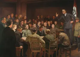 Dressler in front of his followers, 1923.