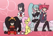 Miku having a Girl's Night with the other girls.