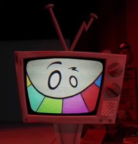 “Nuh Uh.” Mr. Puzzles as the TV on the Wall.