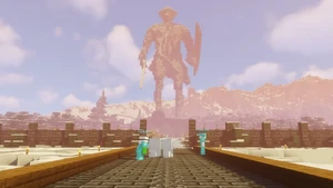 The statue of Turkey overseeing the graveyard created in place of the Iron Torch.