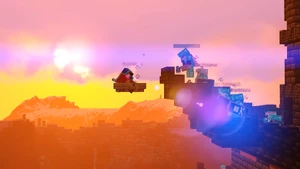 Fluixon riding out one of the Ashen Bastion towers to safety.