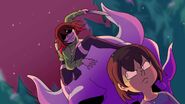 Chara on a Gaster Blaster.