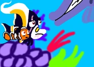 Gill protecting Nemo from Fang.