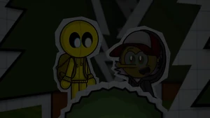 Darius and an unknown character spying on Riggy.