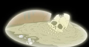 The remains of the Baron as seen in Part 6