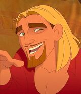 Miguel (Spanish fraudster and partner of Tulio, reluctant fighter of Moses and Aladdin's resistance force, bested Mok and Maleficent's allies at battle of Bald Mountain, celebrated the end of the war at King Stefan's castle along with his friends and allies, departed to the unknown along with Tulio, Chel, and Altivo)