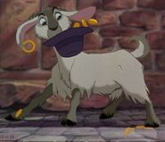 Djali (Esmeralda's pet-goat, minor combatant of Hercules and Aladdin's resistance movement, bested Anastasia and Drizella Tremaine in the attack on the heroes, contributed its effort in stopping Maleficent and Chernabog in battle of Bald Mountain, survived and celebrated the end at the King's castle in Paris along with Esmeralda and friends, remained in Paris for rest)