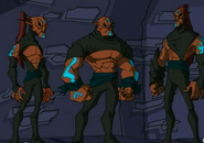 The Dark Chi Warriors (Loyal followers of Daolon Wong and minor villains in the television series, Jackie Chan Adventures, the Dark Chi Warriors are minor players in the finale of the second war, as they are summoned by their master to kill the Anti-Acolytes. They are annihlated by Puck's and Yono's magic.)