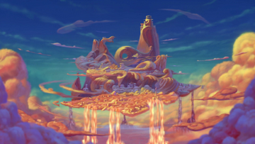 Mount Olympus as it appears from the Disney's animated film, Hercules. It is also prominetly featured in most of the villain wars context, including , , , , , and .