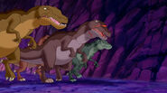 Baryonyx (Pack of wild dinosaurs, toppled by Timon into a large canyon on the outskirts of Castle Grimhilde, most likely perished)