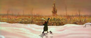 Russia (European-Asian country, homeland of heroes and villains, including Anastasia Romanov, Dimitri, Vladimir, and Rasputin, threatened by the villain forces, presumably still standing)