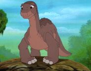 Littlefoot (Motherless sauropod and adventurer, long-time friend of Cera, Spike, Ducky, and Petrie, also friend of Ariel and Simba, clashed with Percival C. McLeach and others, prominent fighter of the main resistance force, celebrated the end of the war at Pride Rock along with his friends, bid farewell to some of them before departing to a better place)