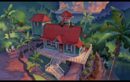 Lilo's House (Residence of Lilo Pelekai, Nani Pelekai, David Kawena, and Stitch, located in Hawaii, left abandoned after Nani's capture and Lilo' search for her, still standing)