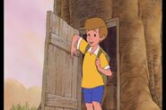 Christopher Robin (Human inhabitant of the One Hundred Acre Wood, close friend of Winnie and the other inhabitants, absent for most of the conflict, shown in an image of Dr. Facilier's illusions when challenging Winnie and friends, physically appeared at the epilogue of the war, welcoming Winnie and the other inhabitants back to the One Hundred Acre Wood)