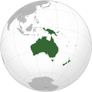 Oceania (Continent, located in the southern and western hemisphere of Earth, while not featured, it's country, Australia is mentioned as the nationality of several heroes and villains, fate unknown, presumably standing)