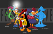 The Fearsome Five (Gang of criminals formed by Negaduck,were arrested after the battle with Gangreen Gang until they got freed by Ratigan and most of their members being killed by Burns and The Joker's allies)