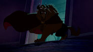 The Beast (Enchanted Prince, master of his servants, enforcer of the hero parties and the main resistance movement, lost Belle after a confrontation with Queen Grimhilde, teamed up with Quasimodo and Mulan, toppled Forte along with the help of his allies, clashed with Clayton, the Horned King and his barbarian guards, Captain Hook's pirates, Gaston, Frollo, the Queen of Hearts, Humbert, and Dr. Facilier, killed by Facilier's voodoo powers, revived and healed by Mama Odie, toppled Ratigan in siege of Castle Grimhilde, bested Frollo and soldiers in battle of Castle Grimhilde, Madam Mim, Jafar and monsters in battle of Agrabah, contributed his effort in stopping Maleficent and Chernabog in battle of Bald Mountain, survived and restored to his human form by Mickey Mouse and the Spring Sprite, reunited with Belle, celebrated the end at the King's castle in Paris along with friends and allies, presumably returned to his castle)