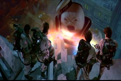 Stay Puft quemandose