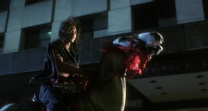 El brujo en su corcel de batalla.