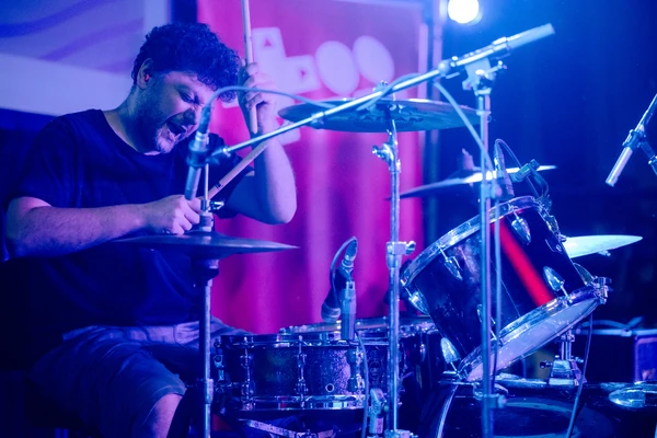 Mike jamming out on the drums
