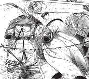 Askeladd tells the men he's always hated them and beheads the one nearest to him