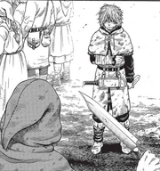 Thorfinn intercepts the man who shot the crossbow