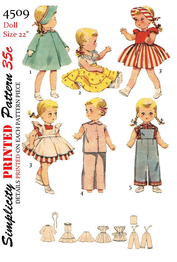 Simplicity 4509 Vintage Doll Sewing Patterns Wiki Fandom