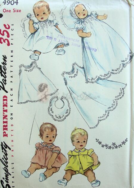 Simplicity 4904 Infants Layette Pattern Copyright 1954