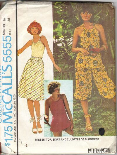 Misses' Top, Skirt and Culottes or Bloomers ©1977